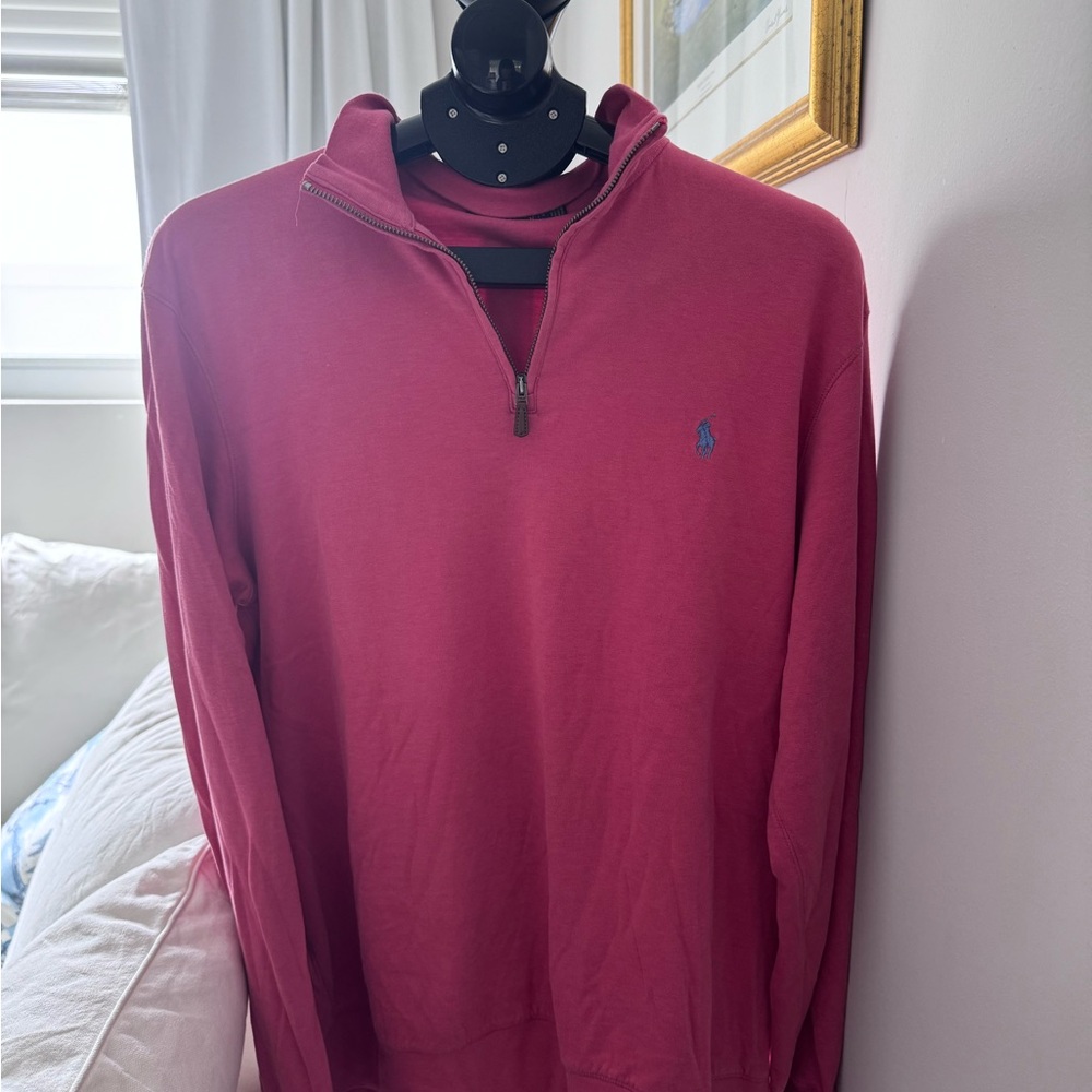 Polo Ralph Lauren Men's Magenta Zip-Up Sweater